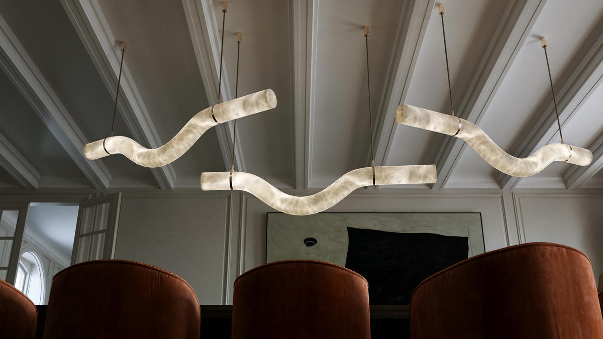 Alabaster Curved Chandelier  Herman Lighting   