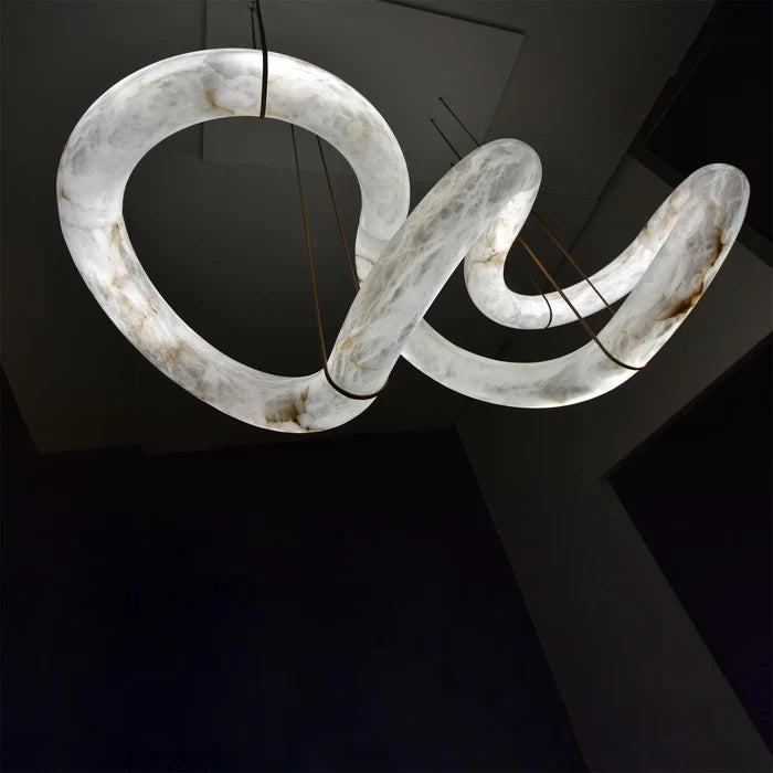 Oslo Designer Inspired Double Loop Symmetrical Alabaster Pendant Light