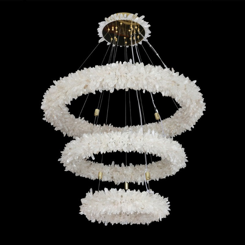 Baline 3 Tiers Modern Geode Quartz Crystal LED Ring Chandelier Chandelier Kevin Studio Inc   