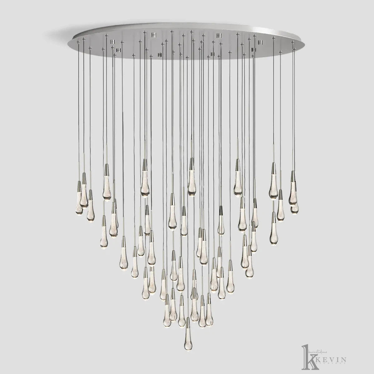 Saphira Luminara Glass Teardrop Modern Round Chandelier Chandelier Kevin Studio Inc Nickel 58''D 