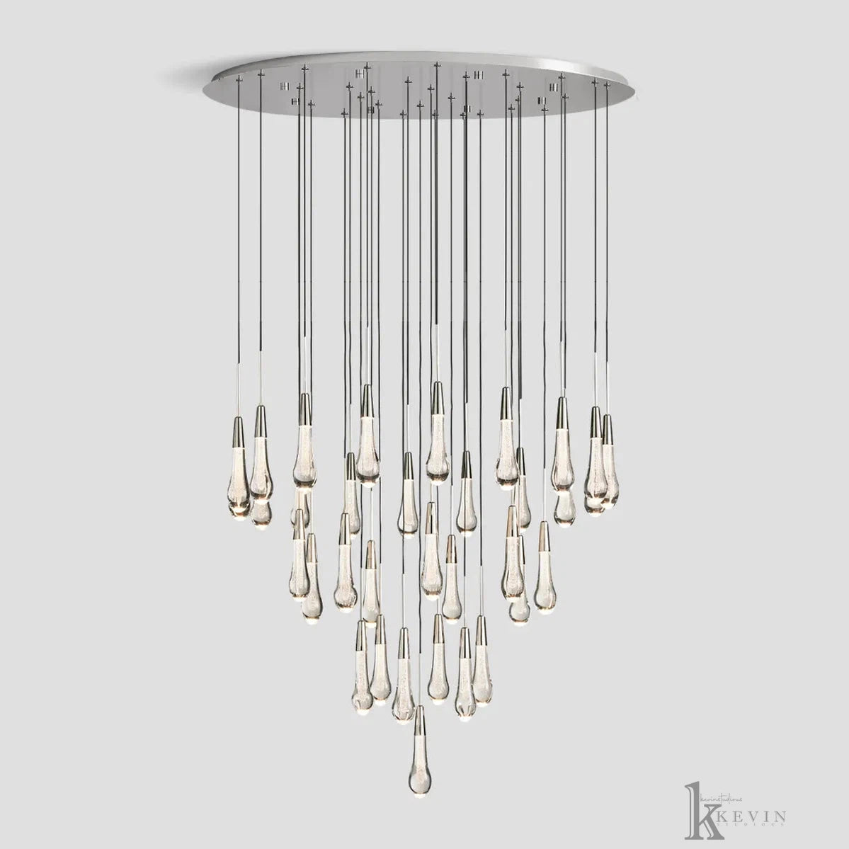 Saphira Luminara Glass Teardrop Modern Round Chandelier Chandelier Kevin Studio Inc Nickel 36''D 