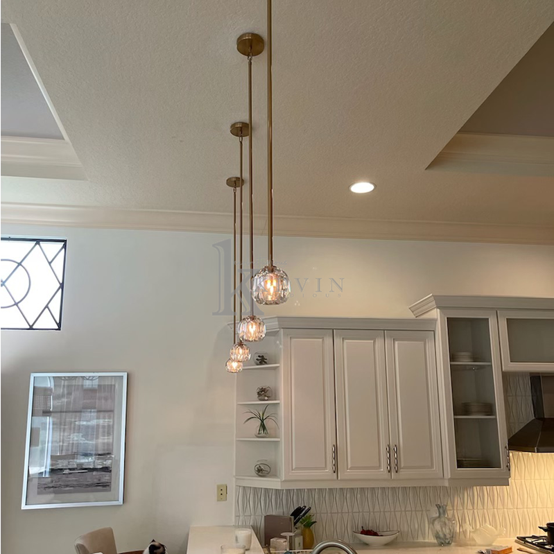 Floris Modern Crystal Ball Pendant Light (Rod), Kitchen Island Pendant Lighting Pendant Light Kevin Studio Inc   