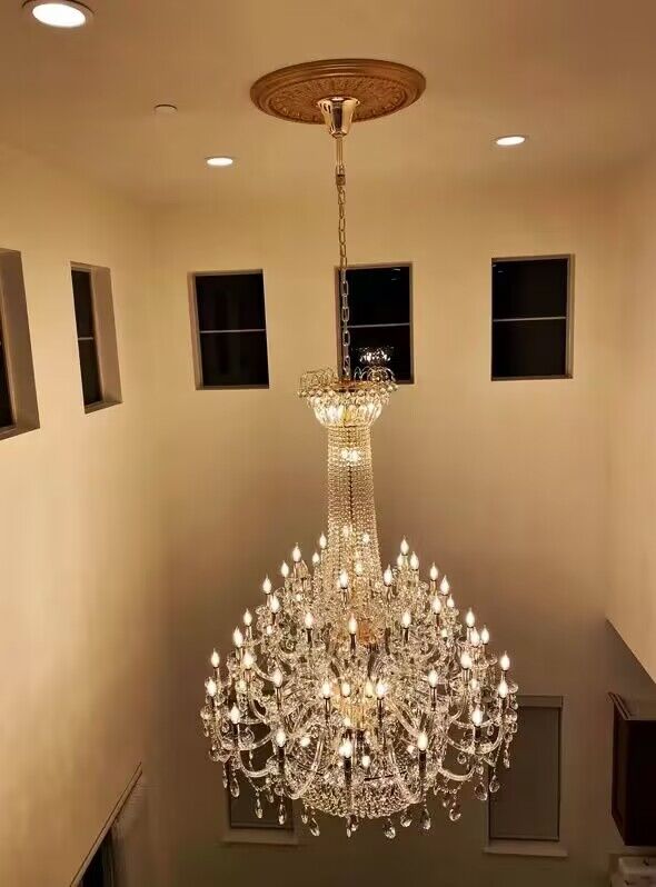 Extra Large European-style Multi-layers Candle Luxury Crystal Chandelier Gold Art Foyer/Staircase Decorative Light Fixture Chandeliers Kevinstudiolives   