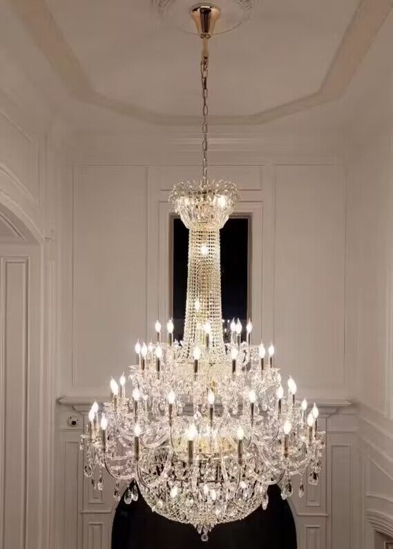 Extra Large European-style Multi-layers Candle Luxury Crystal Chandelier Gold Art Foyer/Staircase Decorative Light Fixture Chandeliers Kevinstudiolives   