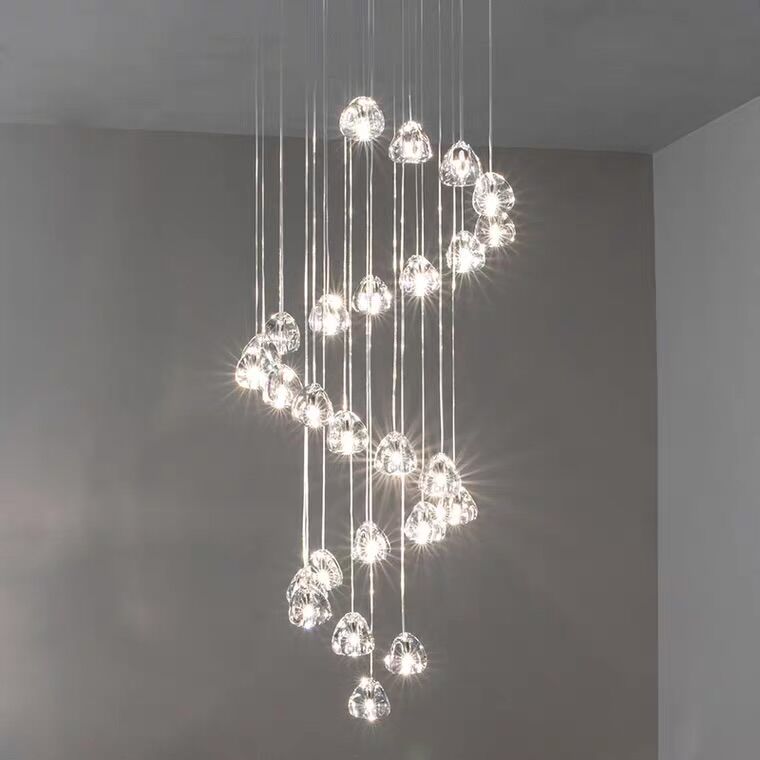 American Cascade Spiral Cherry Crystal Air bubbles Pendant Chandelier for Staircase Chandeliers Kevinstudiolives   