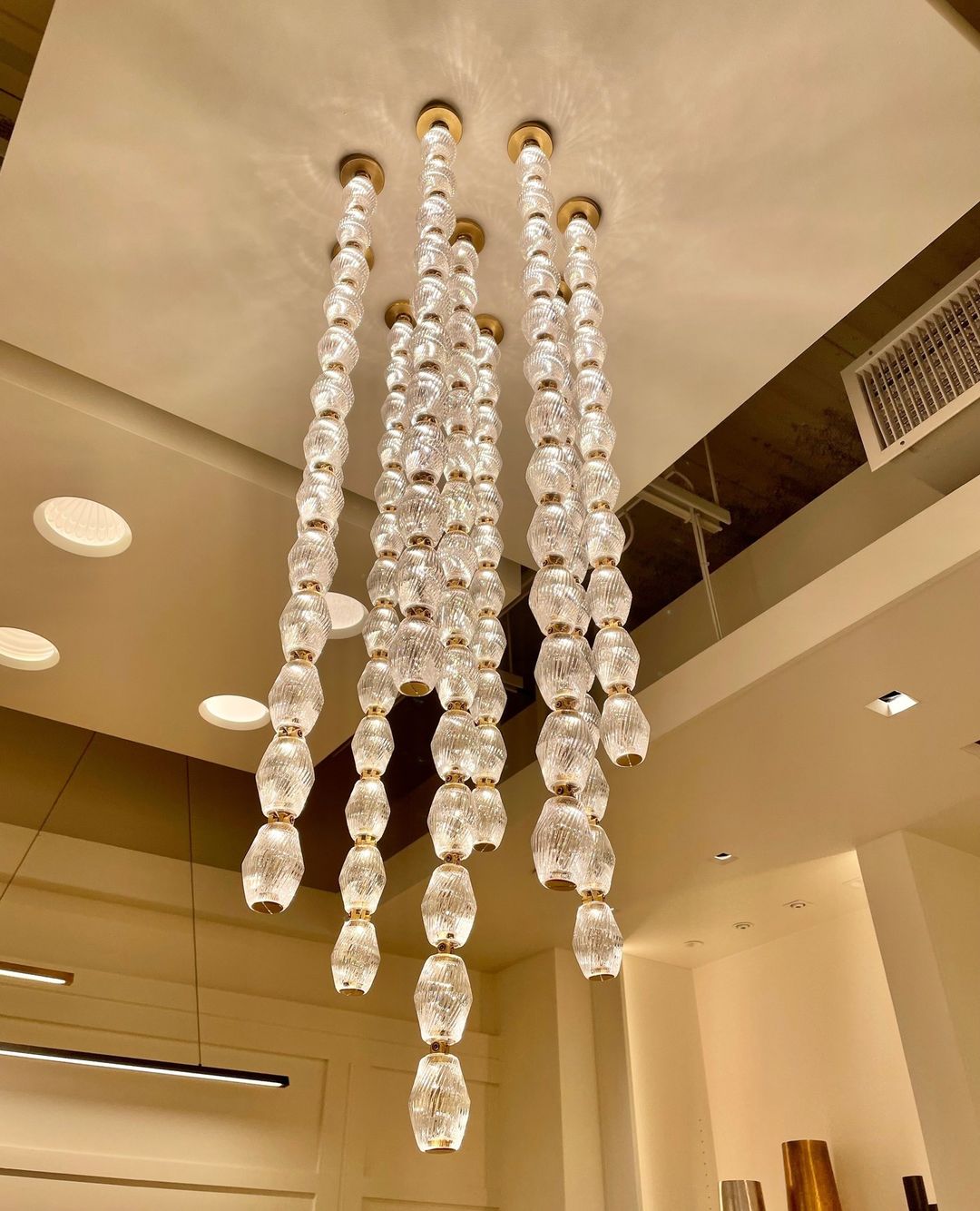 Luxury Crystal Beaded Long Chandelier for High Ceiling Chandeliers Kevinstudiolives 36 Lights/vertical/L2"*W2"*H38.9" Brass 