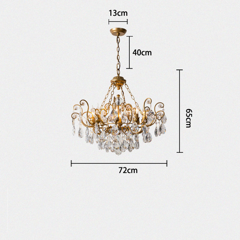 Liora French Retro Creative Crystal Chandelier chandeliers for dining room,chandeliers for stairways,chandeliers for foyer,chandeliers for bedrooms,chandeliers for kitchen,chandeliers for living room Kevin Studio Inc   