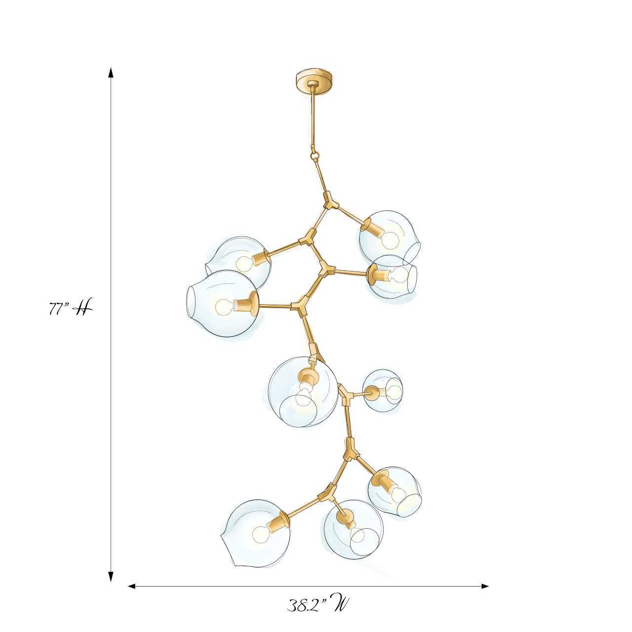 Rhome Drop Globe Branching Bubble Chandelier 38'' Chandelier Kevin Studio   