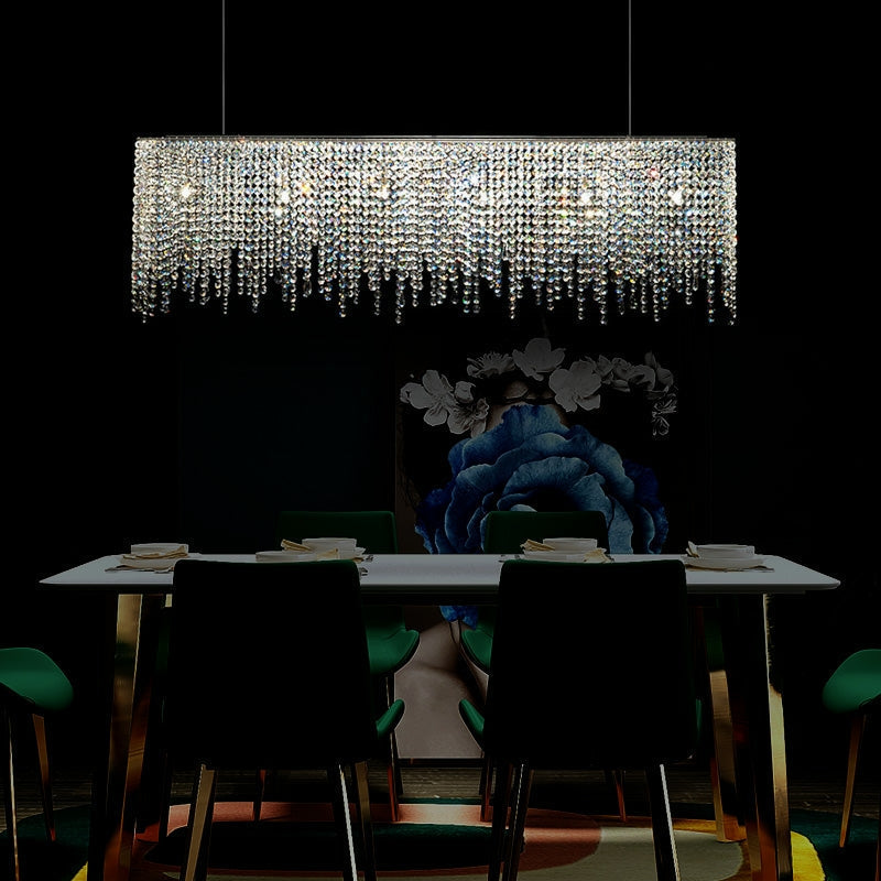 Tassel Crystal Dining Room Chandelier Rectangle Ceiling Light Fixture For Kitchen Island Chandeliers Kevinstudiolives   