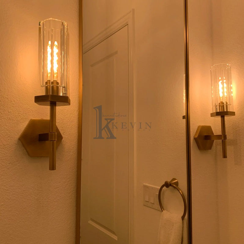 Kina Modern Hexagonal Short Torch Wall Sconce 14"H, 19"H wall sconce Kevin Studio Inc   