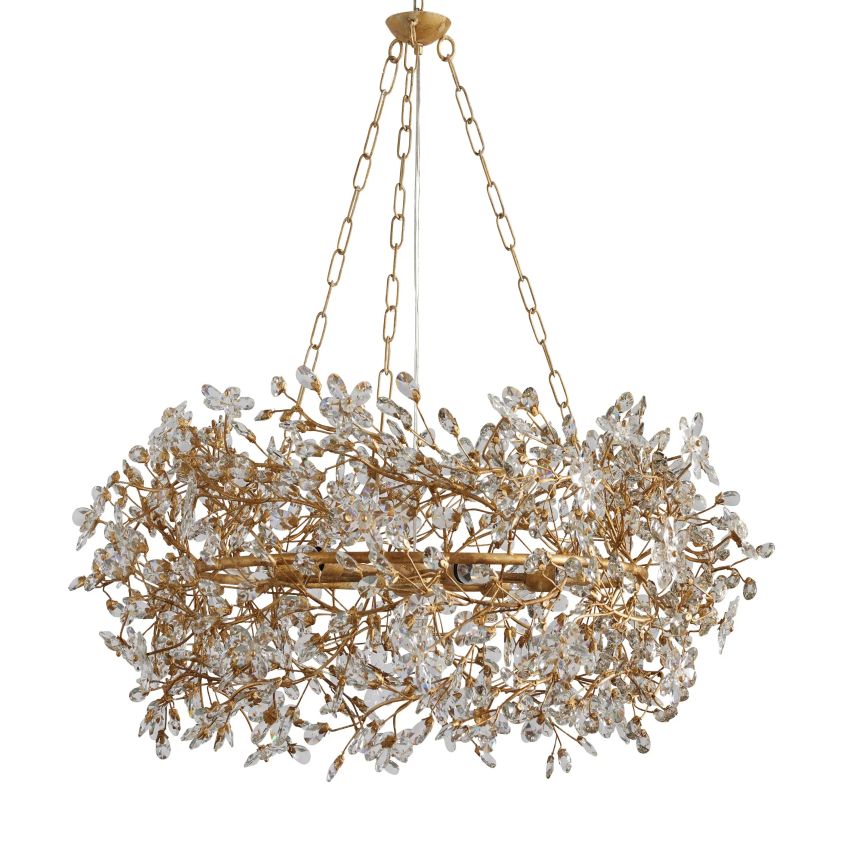 Fiore Crown Glass Chandelier Chandelier Kevin Studio Antique Brass 39″ Diam 