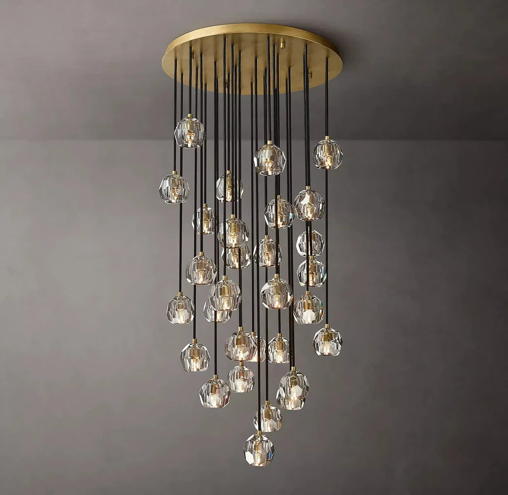 Kristal modern crystal ball cluster chandelier 14", 19", 24", 30", 40". Crystal ball colors available (Clear/Smoky).