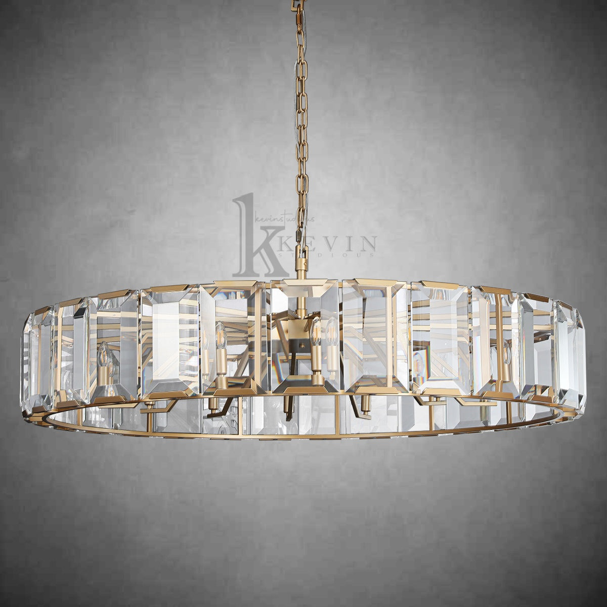 Harley Modern Faceted Crystal Glass Round Modern Chandelier 19", 31", 43", 60"