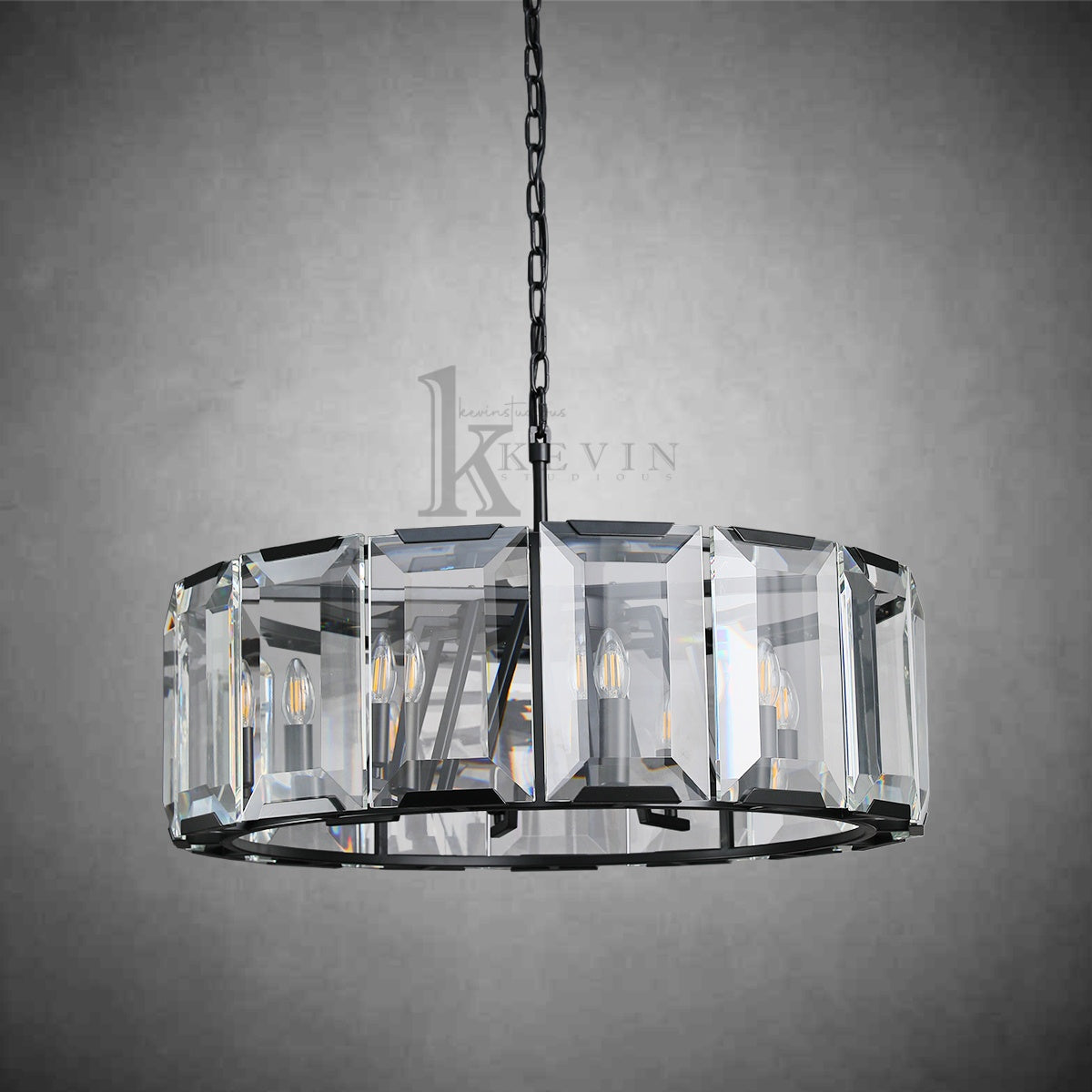 Harley Modern Faceted Crystal Glass Round Modern Chandelier 19", 31", 43", 60"