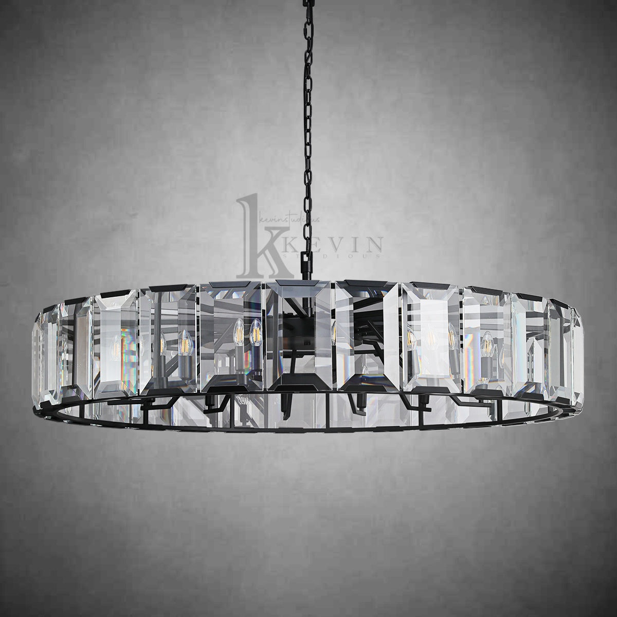 Harley Modern Faceted Crystal Glass Round Modern Chandelier 19", 31", 43", 60"