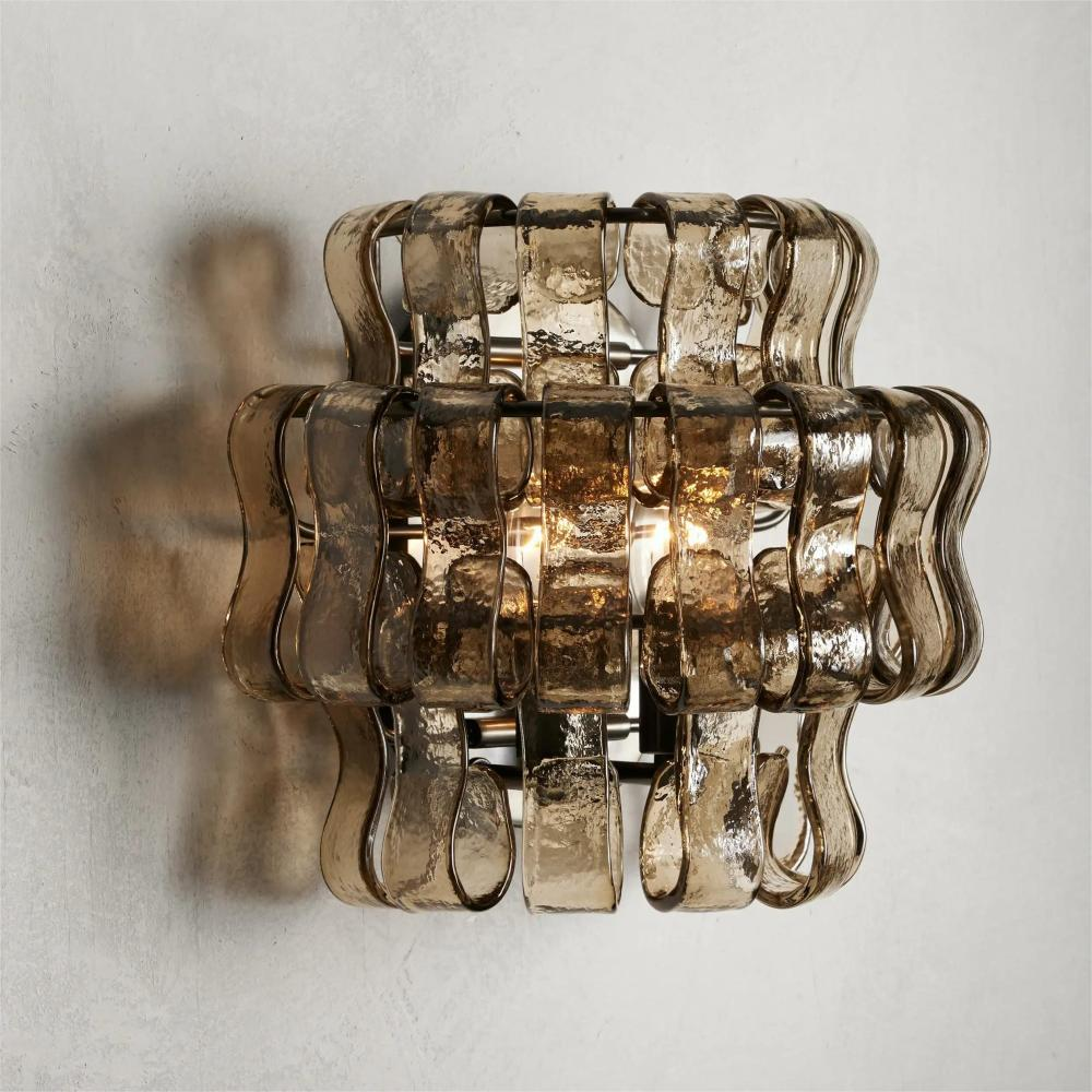 Evadne Modern Glass Bedroom Wall Sconces wall sconce for bedroom,wall sconce for dining room,wall sconce for stairways,wall sconce for foyer,wall sconce for bathrooms,wall sconce for kitchen,wall sconce for living room Kevin Studio Inc Bronze Smoke 