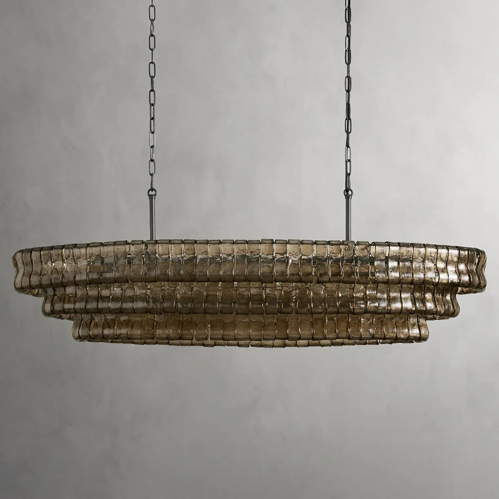 Evadne Modern Glass Oval Chandelier chandeliers for dining room,chandeliers for stairways,chandeliers for foyer,chandeliers for bedrooms,chandeliers for kitchen,chandeliers for living room Kevin Studio Inc Bronze Smoke 65"