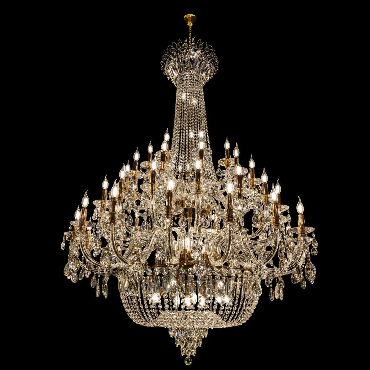 Extra Large European-style Multi-layers Candle Luxury Crystal Chandelier Gold Art Foyer/Staircase Decorative Light Fixture Chandeliers Kevinstudiolives   