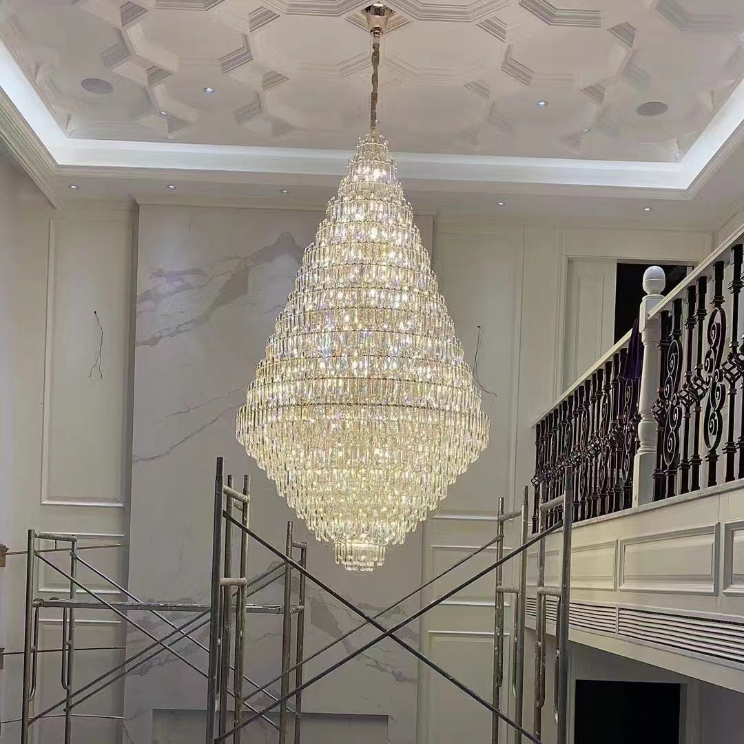 Extra Large Oversized Multi-tiered Crystal Chandelier for Foyer / Entryway Chandeliers Kevinstudiolives D23.6" *H35.4" Champagne Gold White Light