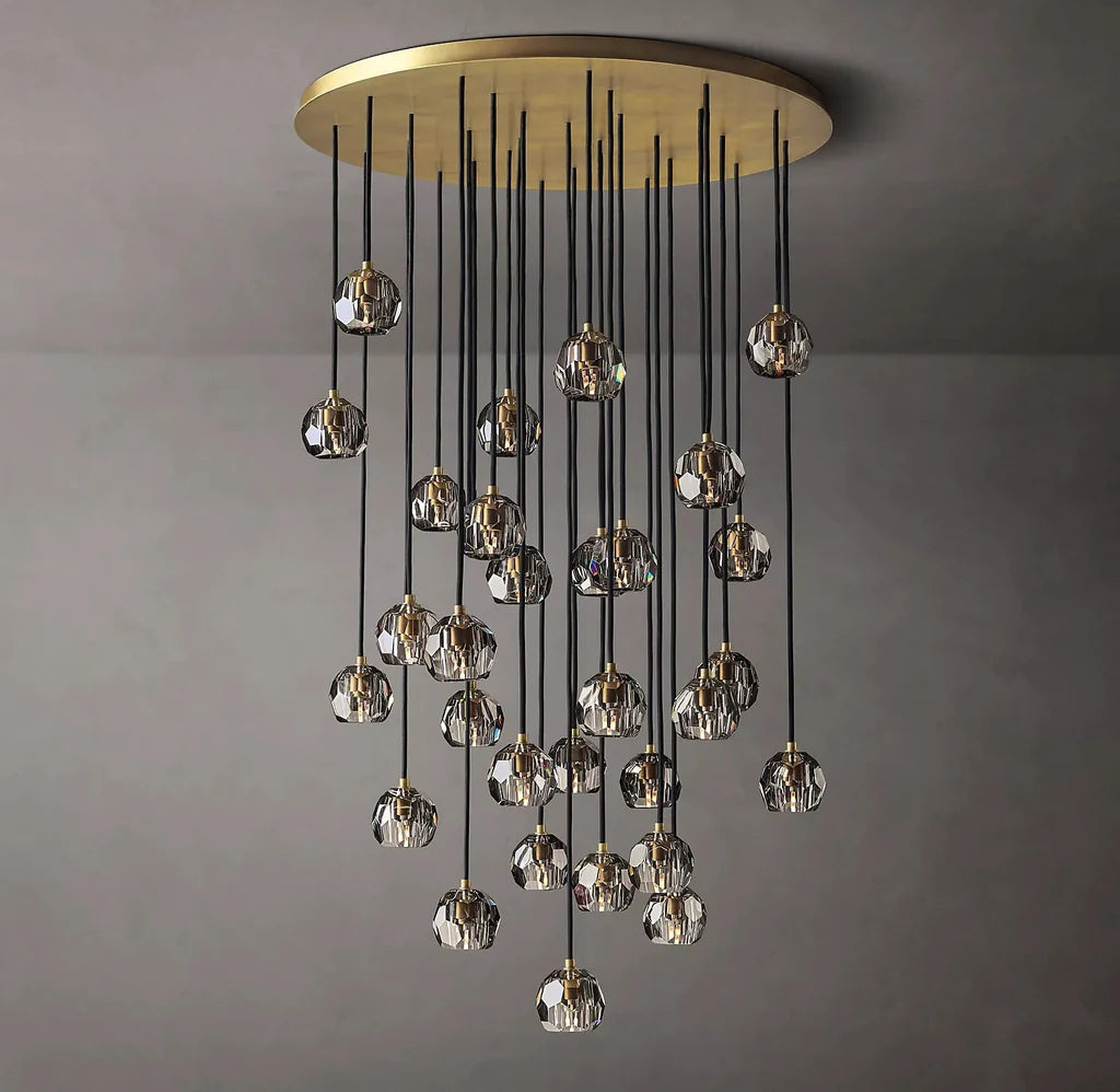 Kristal modern crystal ball cluster chandelier 14", 19", 24", 30", 40". Crystal ball colors available (Clear/Smoky).