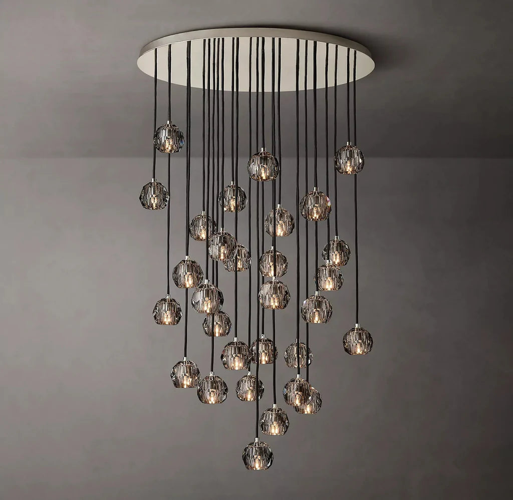 Kristal modern crystal ball cluster chandelier 14", 19", 24", 30", 40". Crystal ball colors available (Clear/Smoky).