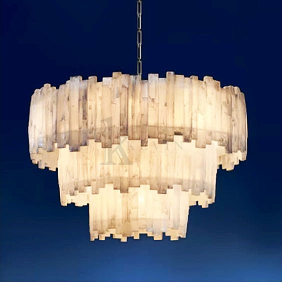 Selonite Round Multi-Tier Chandelier Nikel
