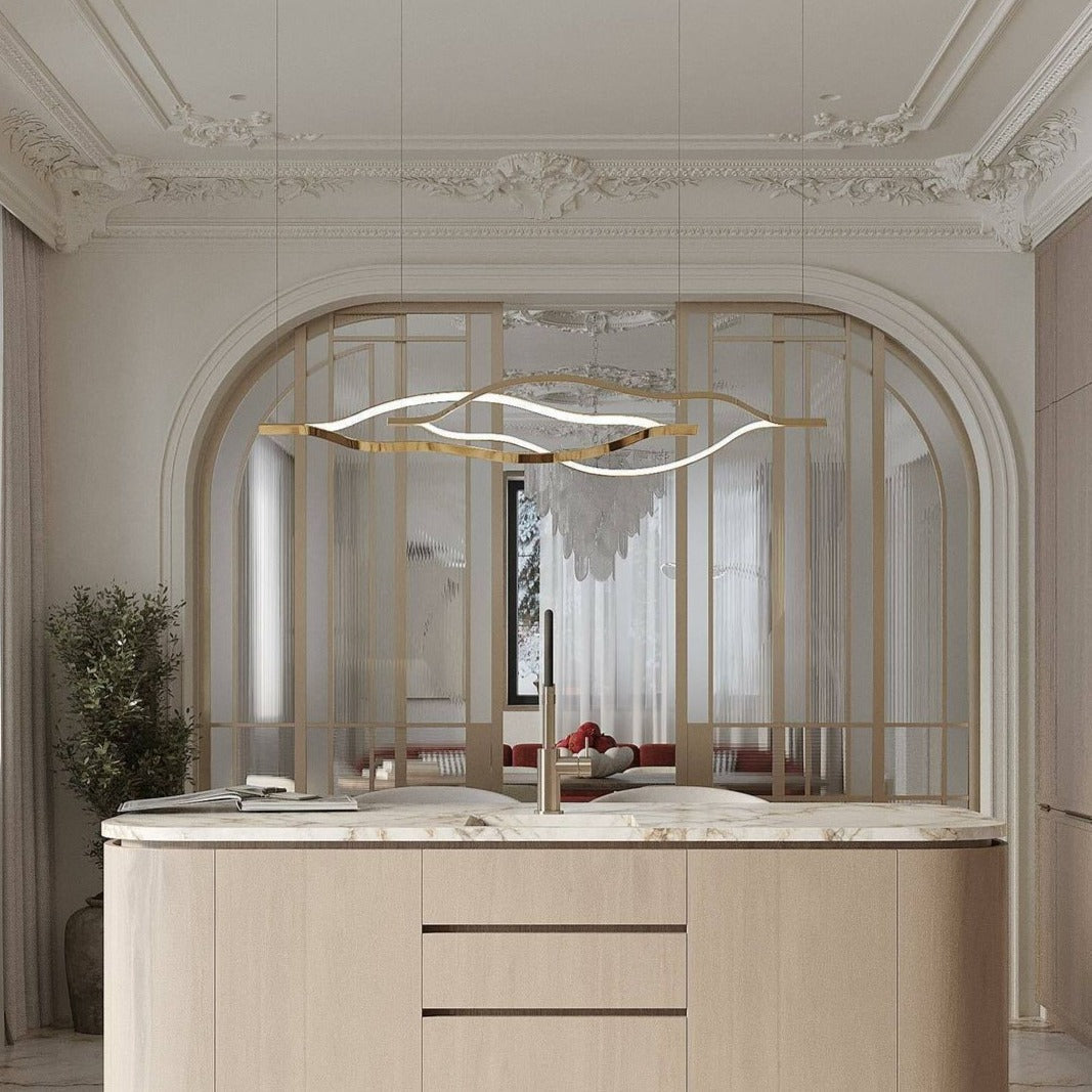 Modern Simple Aluminum Waving Chandelier for Living/Dining Room/Kitchen Island Chandeliers Kevinstudiolives   