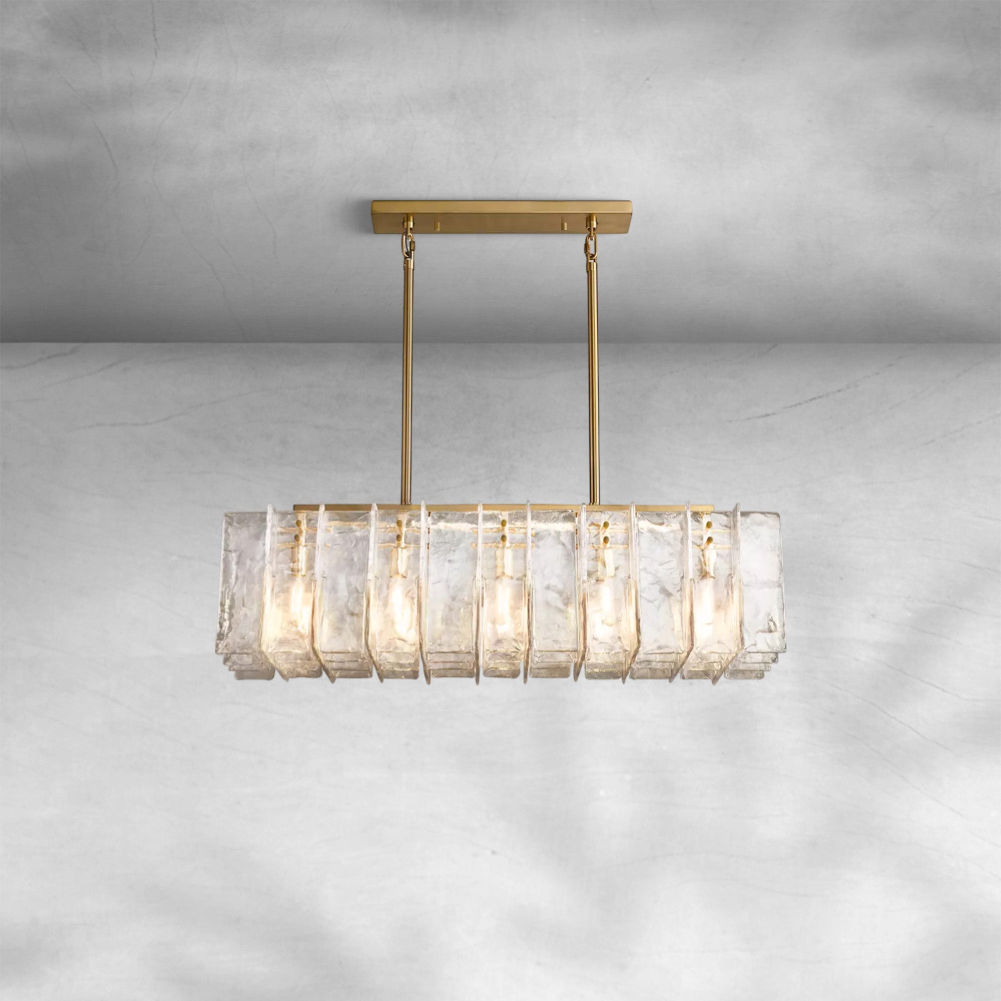 Lattace Clear Glass Rectangular Chandelier 49"67"