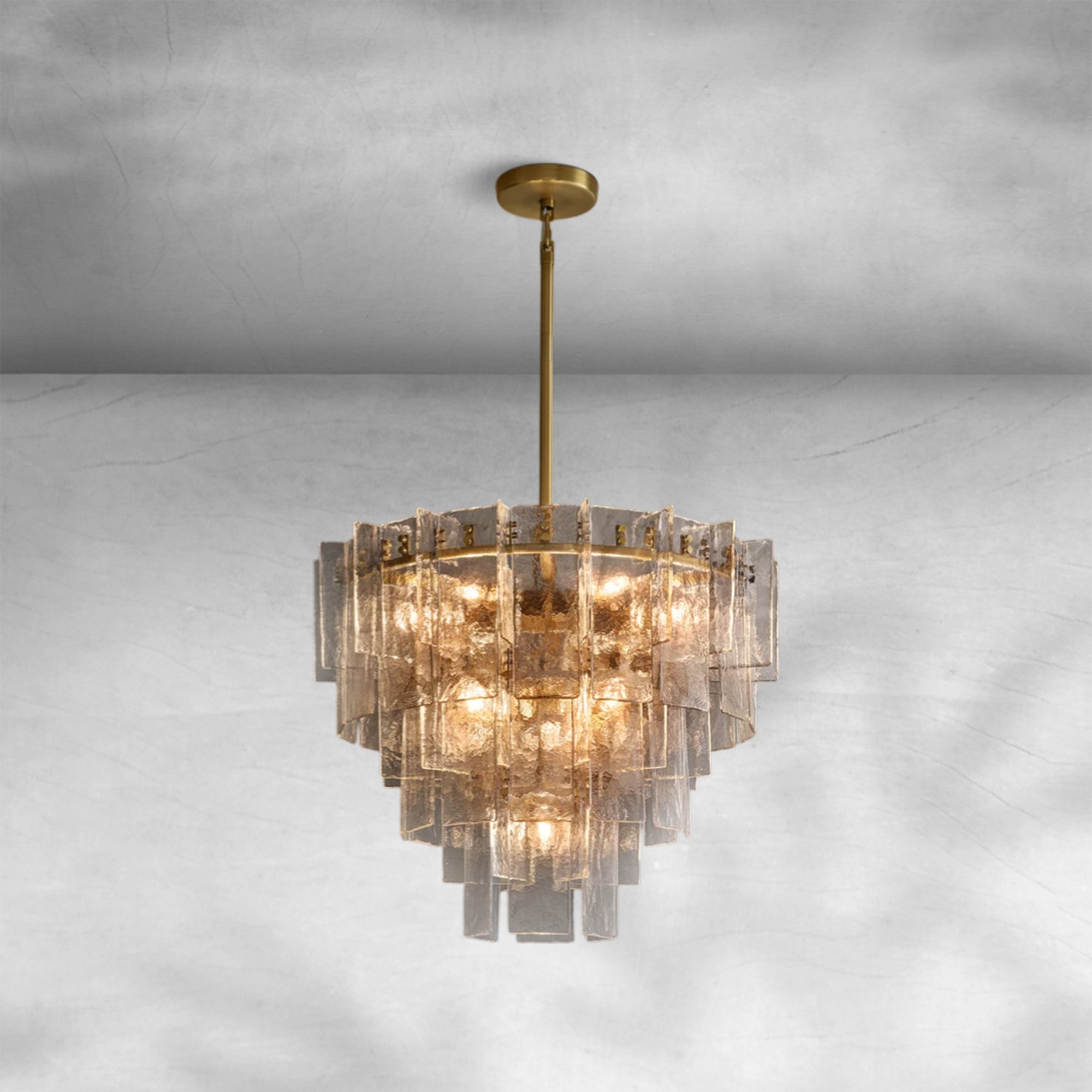Lattace Smoke Glass Tiered Round Chandelier 36"47"