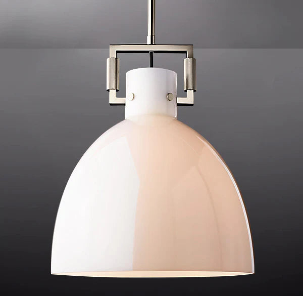 Queena Modern Milk Glass Pendant Light, Kitchen Island Pendant Lamp Pendant Light Kevin Studio Inc 10" Polished Nickel 