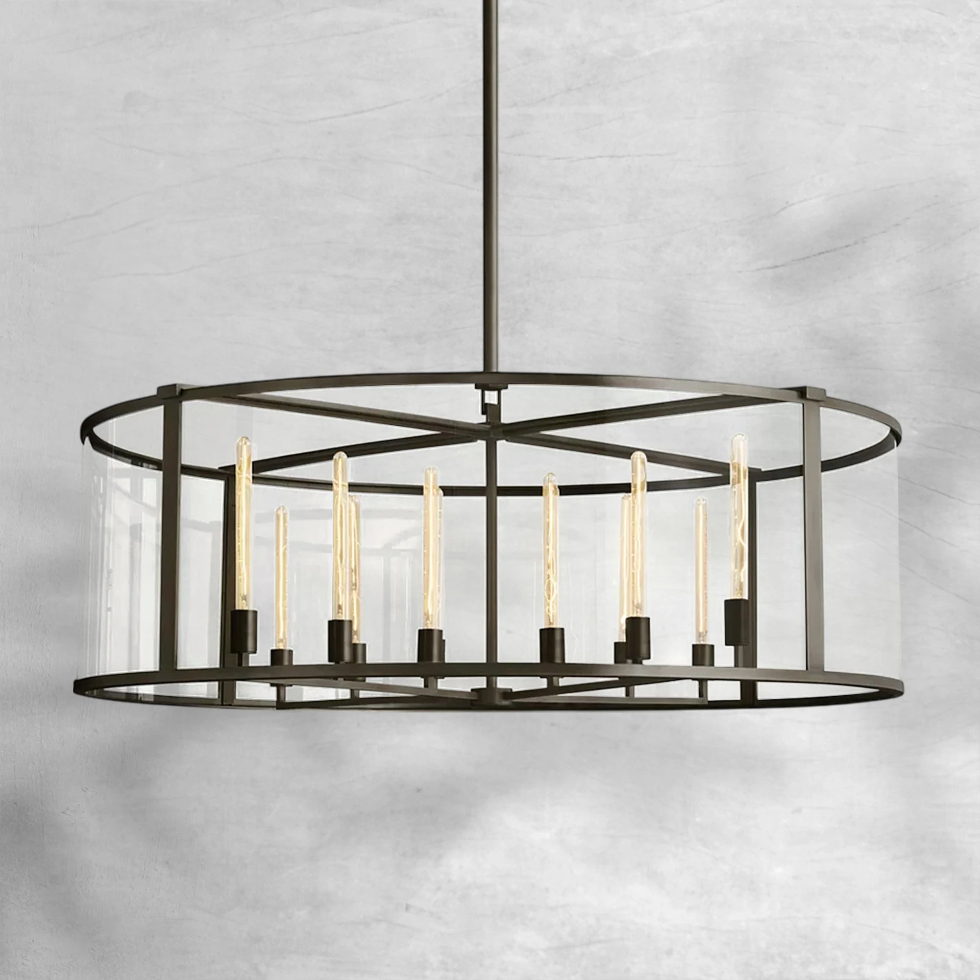 Baker Glass Lantern Modern Round Chandelier 33"44"55"
