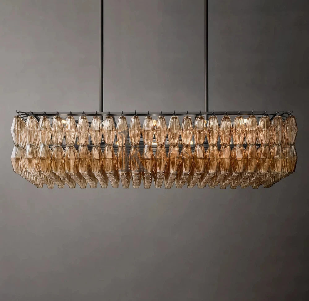 Caelin Modern Rectangular Glass Chandelier 54'' 74'' chandelier Kevin Studio Inc Bronze Smoke 54''