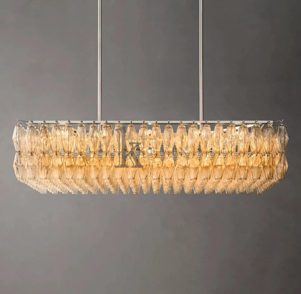 Caelin Modern Rectangular Glass Chandelier 54'' 74'' chandelier Kevin Studio Inc Satin Nickel Clear 54''