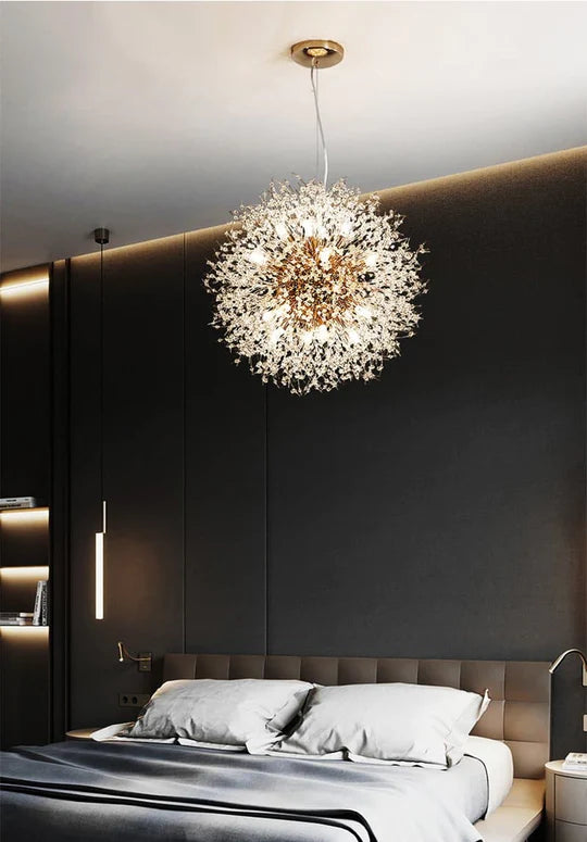 Alouette Modern Round Crystal chandelier Gold For Living Room, Bedroom Branch Chandelier Kevin Studio Inc   