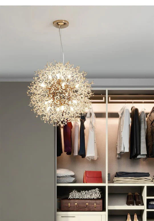 Alouette Modern Round Crystal chandelier Gold For Living Room, Bedroom Branch Chandelier Kevin Studio Inc   