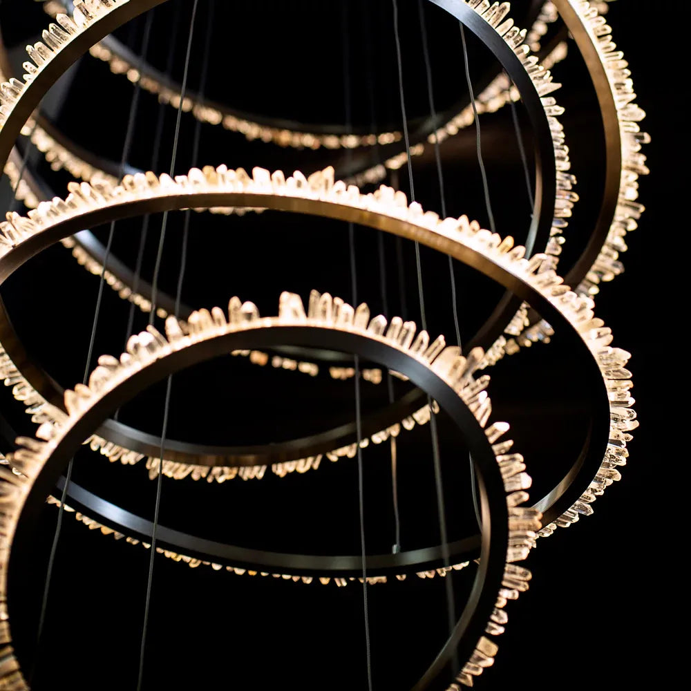 Modern Rock Crystal Multi Rings Chandelier For Staircase Chandelier Kevin Studio   