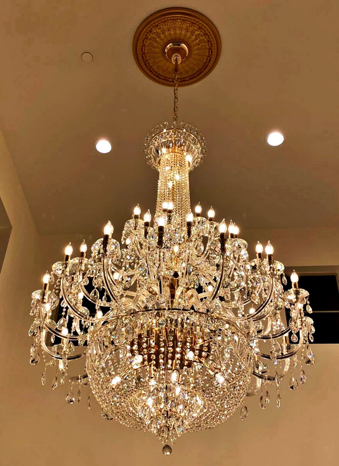 Extra Large European-style Multi-layers Candle Luxury Crystal Chandelier Gold Art Foyer/Staircase Decorative Light Fixture Chandeliers Kevinstudiolives 4 Layers /D47.2"*H63"/48 Lights Gold Warm Light