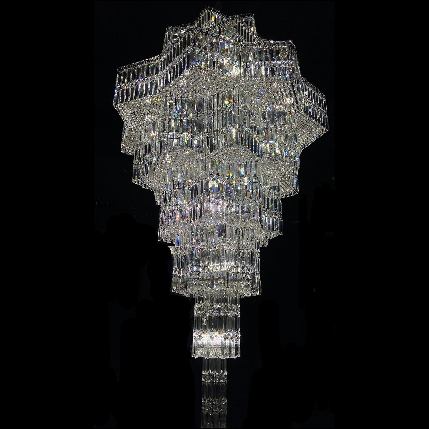 Luxury Extra Large Plaza Multi-Tier Crystal Chandelier For  Hotel Hall / 2 Story Foyer / High Ceiling Living Room Chandeliers Kevinstudiolives D 39.4" * H 70.9"/40 Lights/75.9 kg Warm Light 