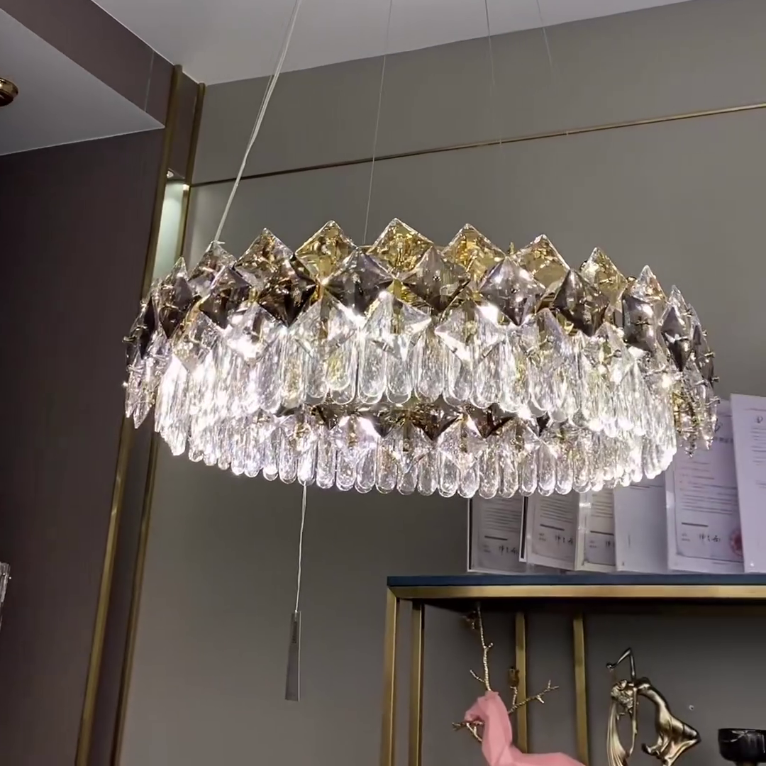 Modern Prismatic Round Crystal Chandelier for Living Room/Bedroom Chandeliers Kevinstudiolives   