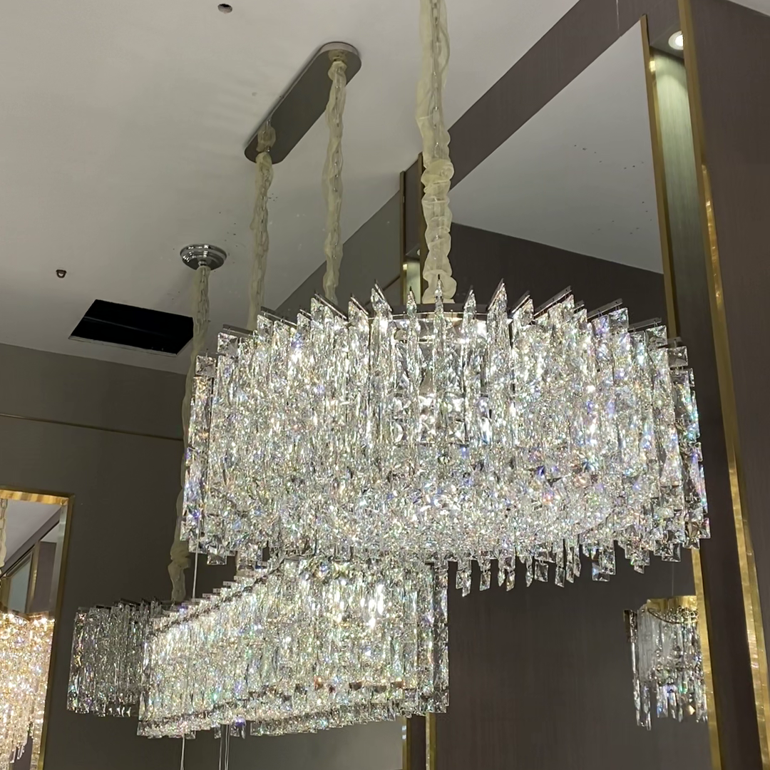 Modern Luxury Round/Rectangle Ice Crystal Chandelier in Chrome Finish for Living/Dining Room/Bedroom Chandeliers Kevinstudiolives   