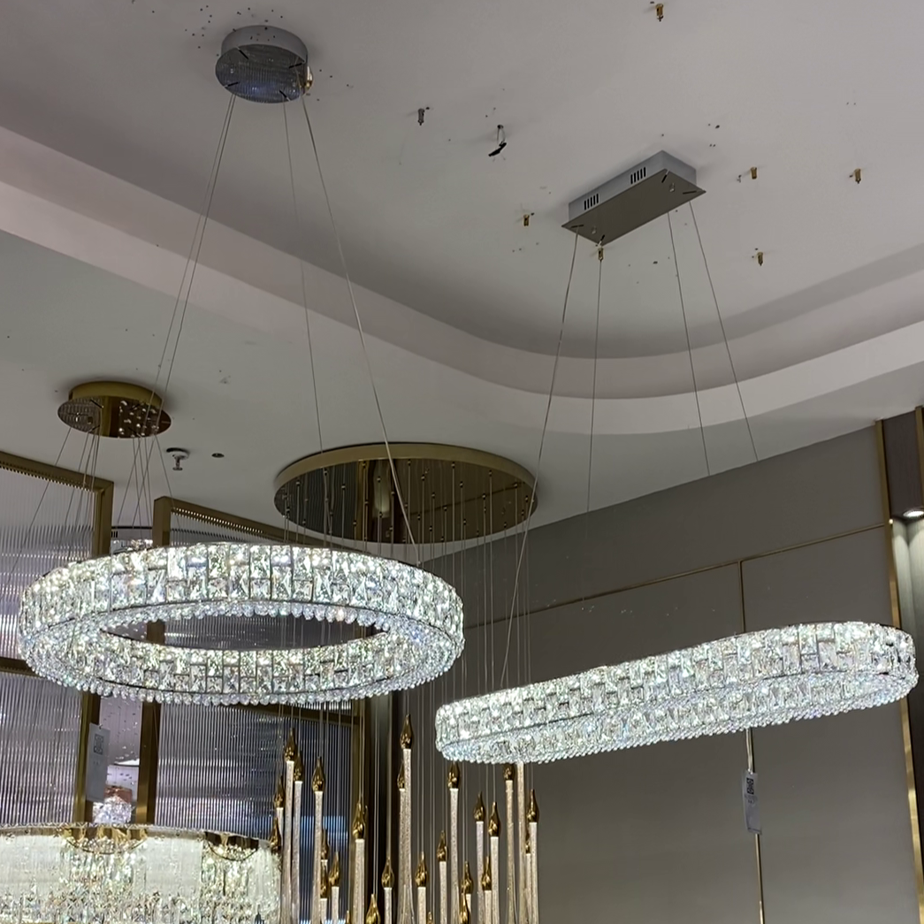 Light Luxury Round/Oval Spliced Crystal Chandelier for Living/Dining Room/Kitchen Island Chandeliers Kevinstudiolives   