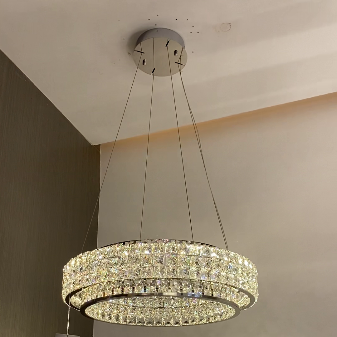 Light Luxury Two-Layered Round/Oval Crystal Chandelier for Living/Dining Room/Kitchen Island Chandeliers Kevinstudiolives   
