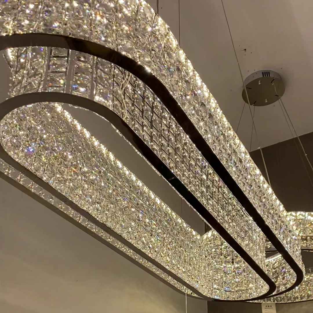 Light Luxury Two-Layered Round/Oval Crystal Chandelier for Living/Dining Room/Kitchen Island Chandeliers Kevinstudiolives   
