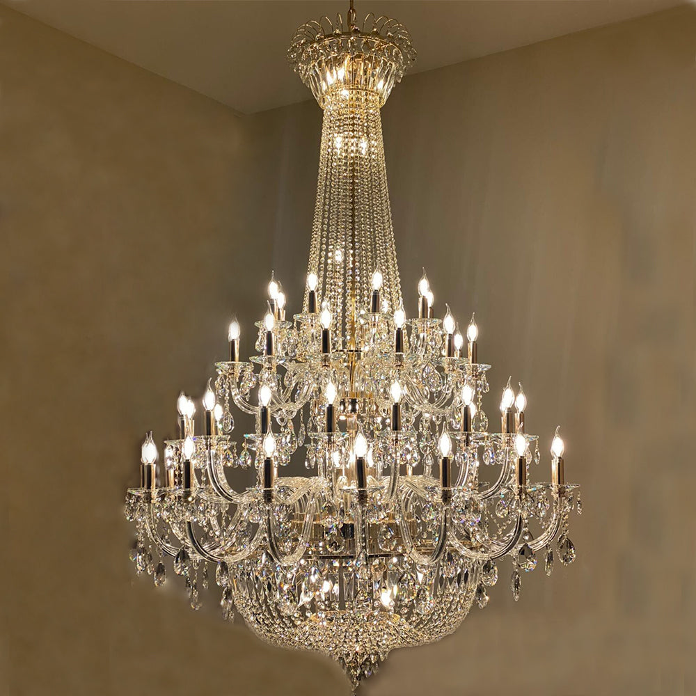 Extra Large European-style Multi-layers Candle Luxury Crystal Chandelier Gold Art Foyer/Staircase Decorative Light Fixture Chandeliers Kevinstudiolives   