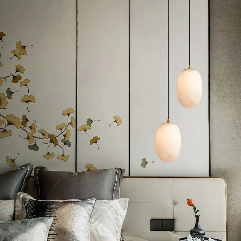 José  Modern Real Alabaster Pendant Lighting Beside Bed,  Dining Table Pendant Pendant Light Kevin Studio Inc   