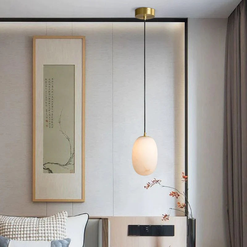 José  Modern Real Alabaster Pendant Lighting Beside Bed,  Dining Table Pendant Pendant Light Kevin Studio Inc Small  