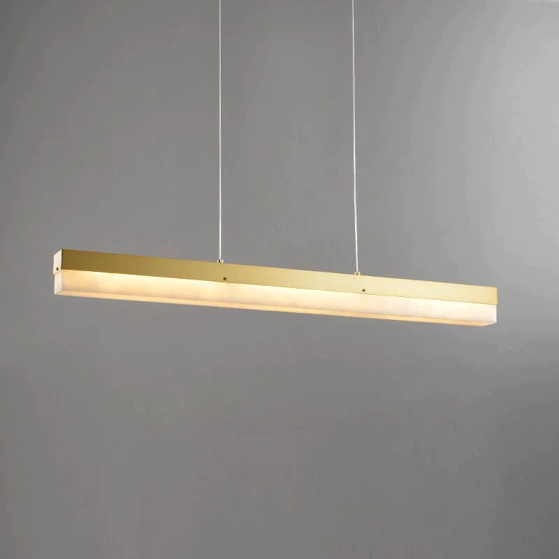 Prima Modern Alabaster Linear Pendant Light Over Kitchen Island, Chandelier Over Dining Table Pendant Light Kevin Studio Inc 47.24"L*2.36"W*2.36"H Brass 