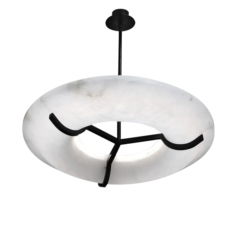 Maxine Modern Round Alabaster Dining Room Chandelier Chandelier Kevin Studio Inc   