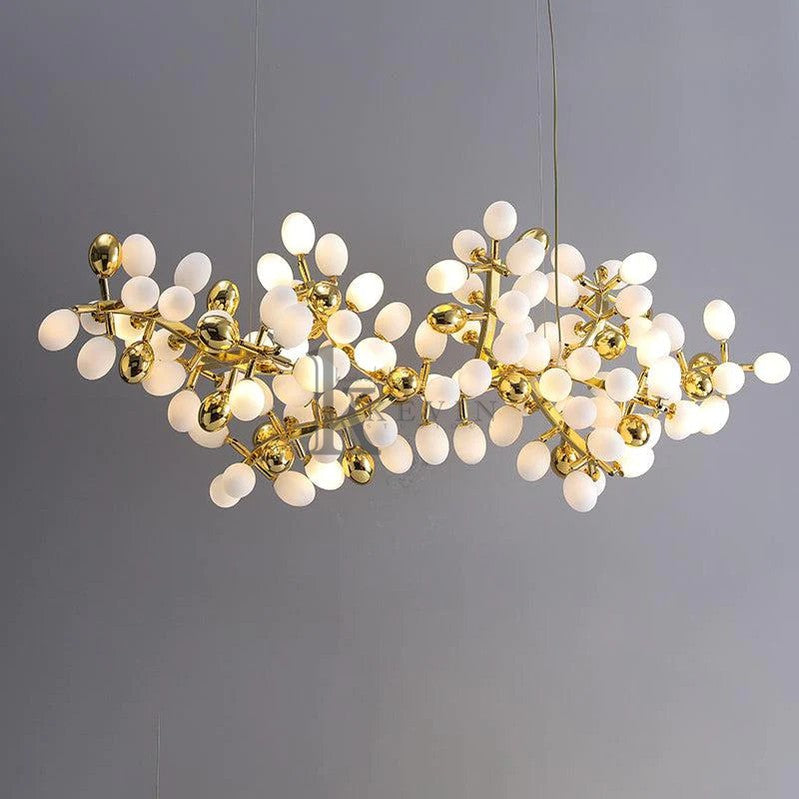 Goya Post Modern Linear Grape Branch Chandelier over Dining Table Branch Chandelier Kevin Studio Inc 39.4''L  