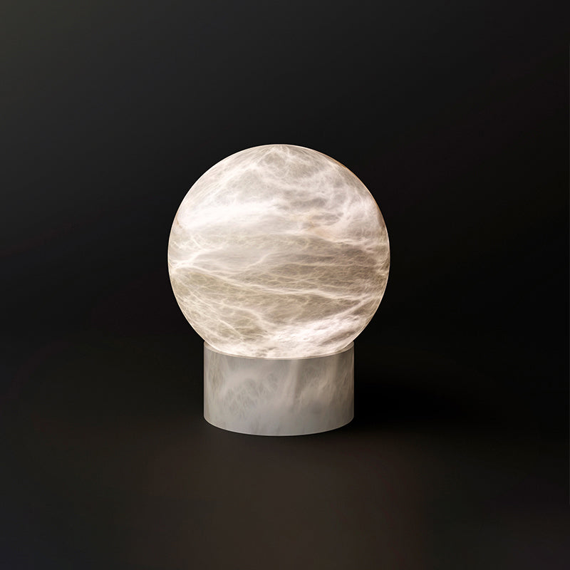 Franta Modern Round Alabaster Table Lamp, Bedside Table Lamp Chandelier Kevin Studio Inc   